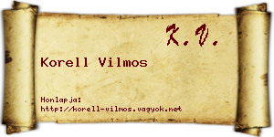 Korell Vilmos névjegykártya